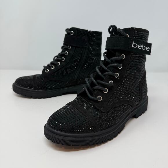 Bebe Combat Boots Women's 6 Side Zip Dayani-J Boot Beaded - Picture 3 of 10
